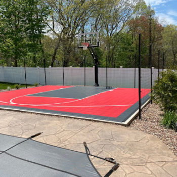 Netting Surrounding Basketball Court, Customer Photo of Finished Netting Installation