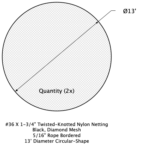 Circular Shaped Netting Panel Built from Nylon Mesh