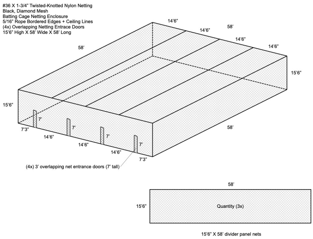 Custom Batting Cage Netting for Commercial Batting Cage Facilities