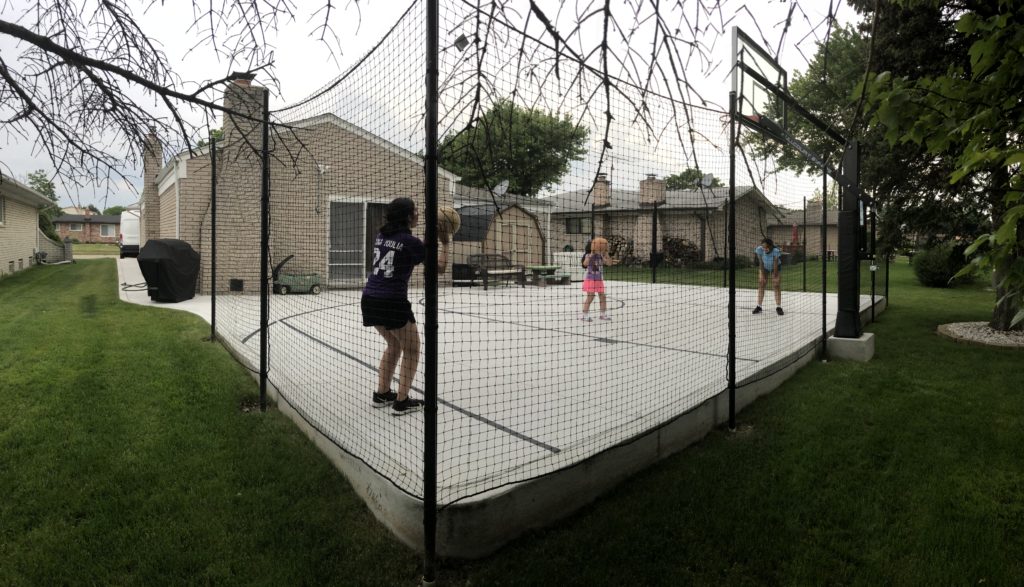 Basketball Containment Nets and Nylon Netting at a Residential Basketball Court