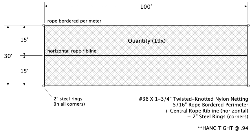 #36 Knotted Nylon Netting with Rope Bordered Edges
