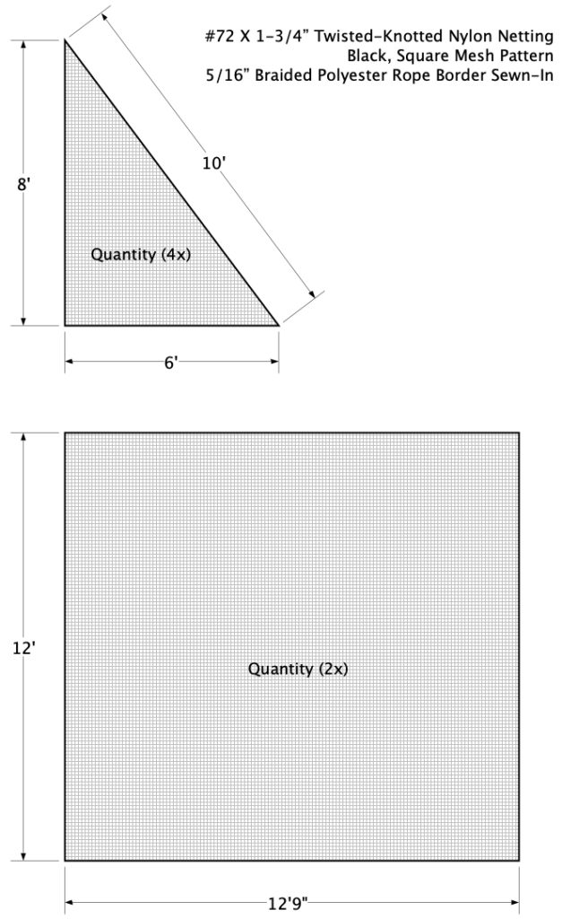 Heavy Duty Nylon Netting Built to Custom Sizes and Triangle Shape