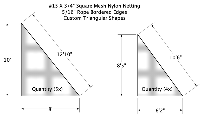 Custom Netting and Nylon Nets Constructed to Triangular Shapes