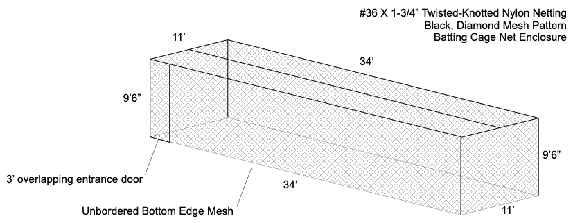 Custom nylon netting batting cage net