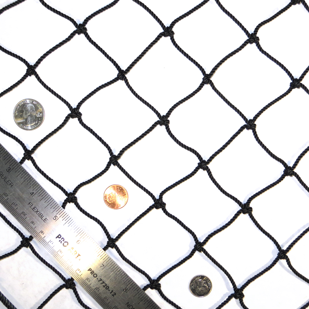 #36 X 1-3/4" diamond mesh twisted-knotted nylon netting.