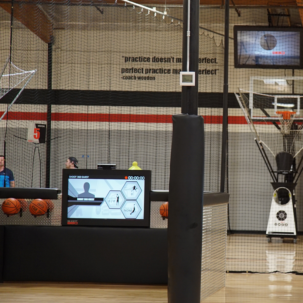Shoot 360 basketball containment nets.