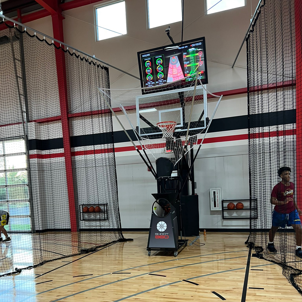Shoot 360 basketball hoop divider nets.