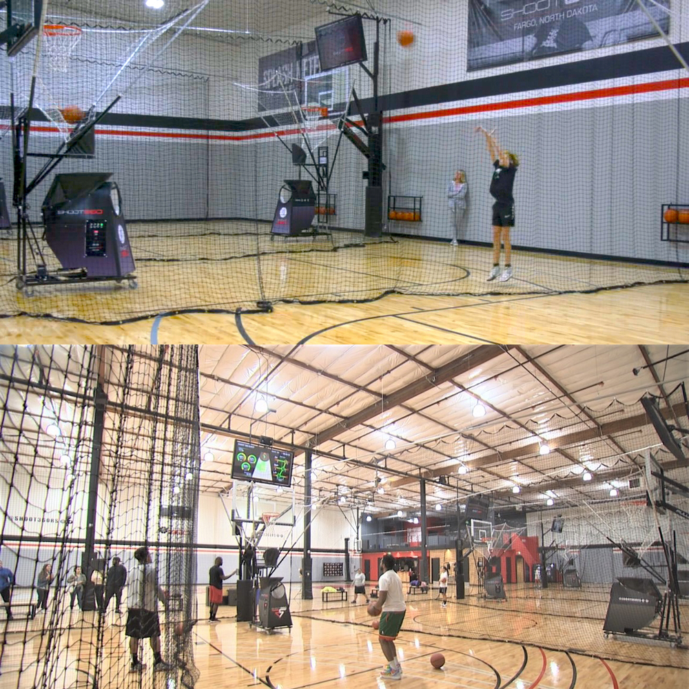 Shoot 360 basketball training facility netting.