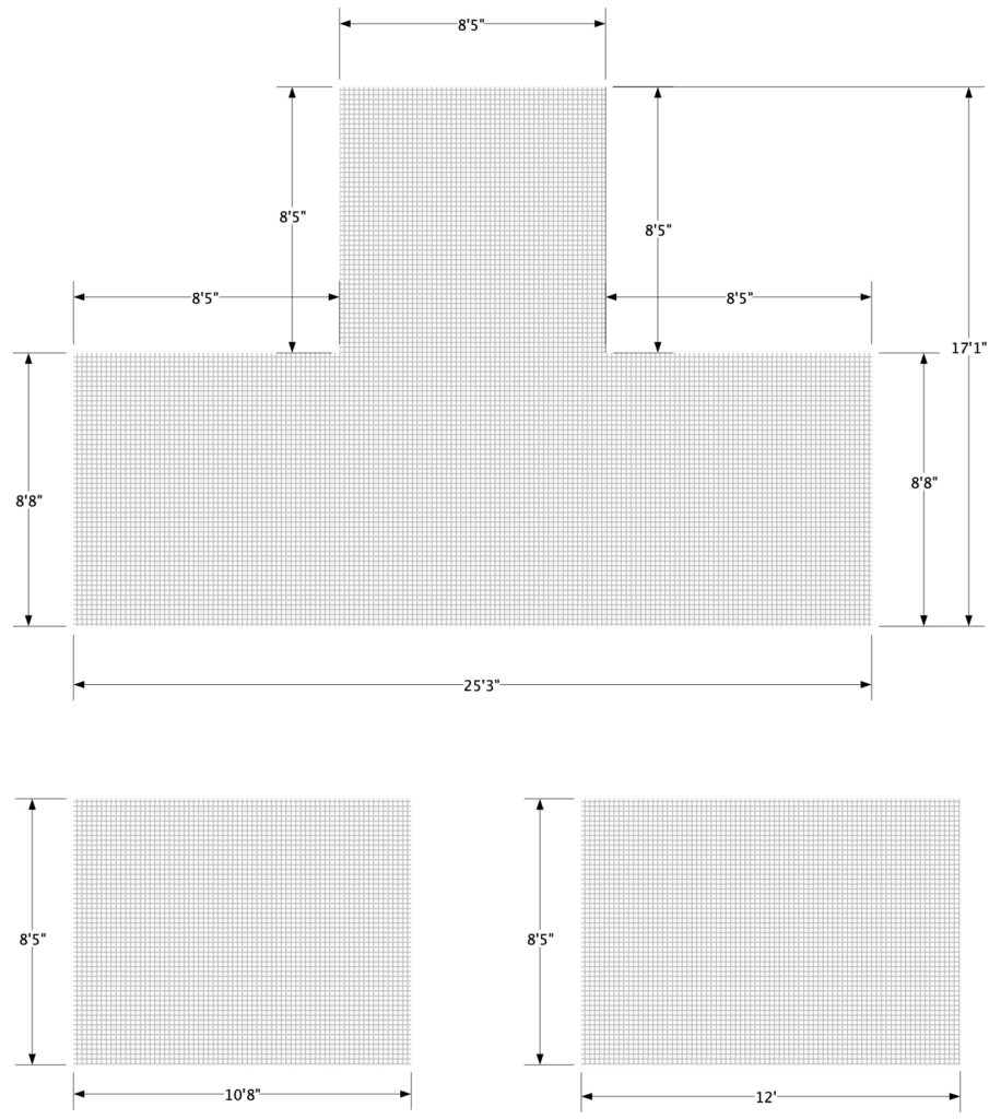 Custom shaped nylon netting sections and custom prepared nets built from 1" square mesh nylon.