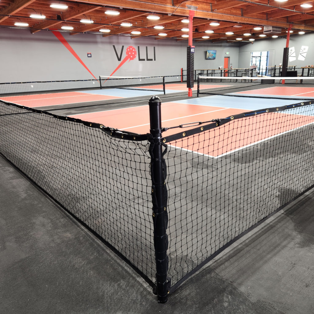 Pickleball court containment nets at Volli Bellingham.