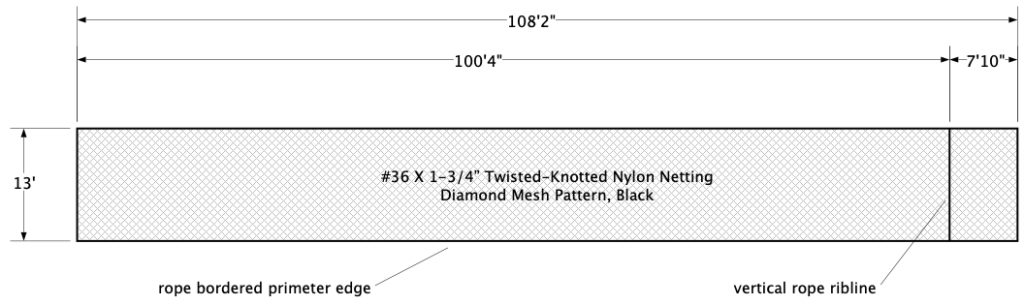 Baseball barrier netting for spectator protection.