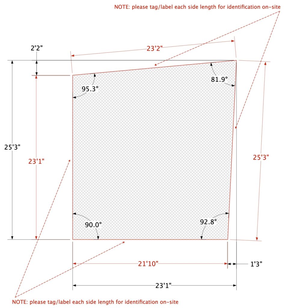 Golf ball barrier netting constructed to specific sizing requirements.