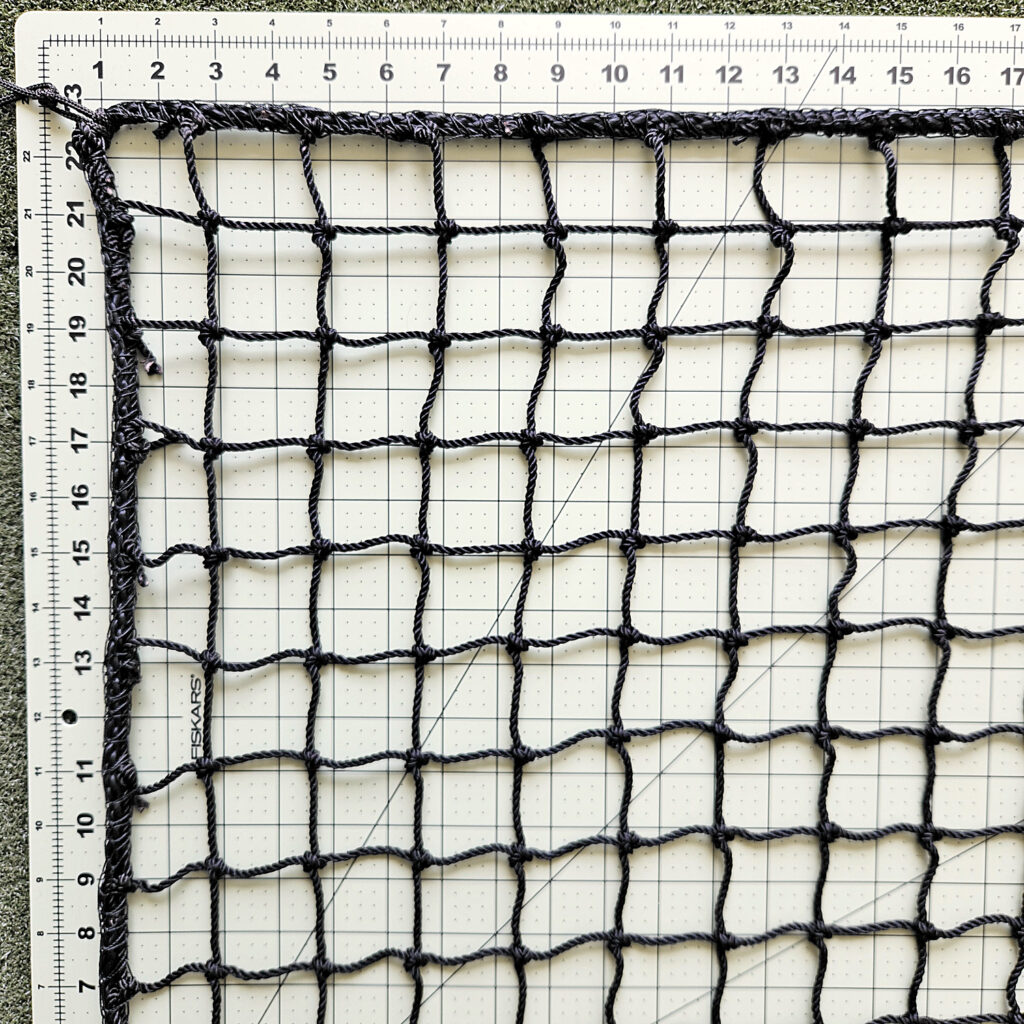 #72 X 1-3/4" twisted knotted nylon net with rope border.
