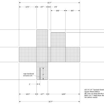 customized netting for a golf cage frame.