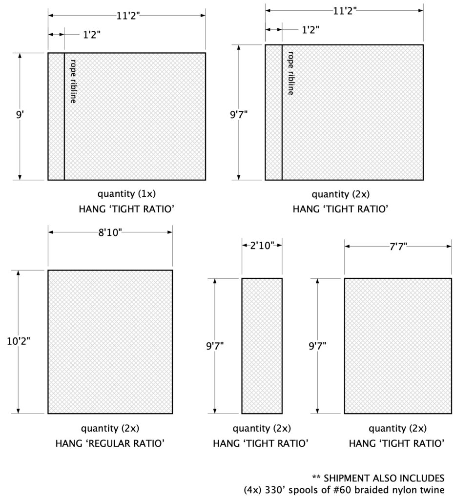 Custom golf ball protection netting featuring #21 x 3/4 inch Type 66 nylon mesh for commercial driving ranges.
