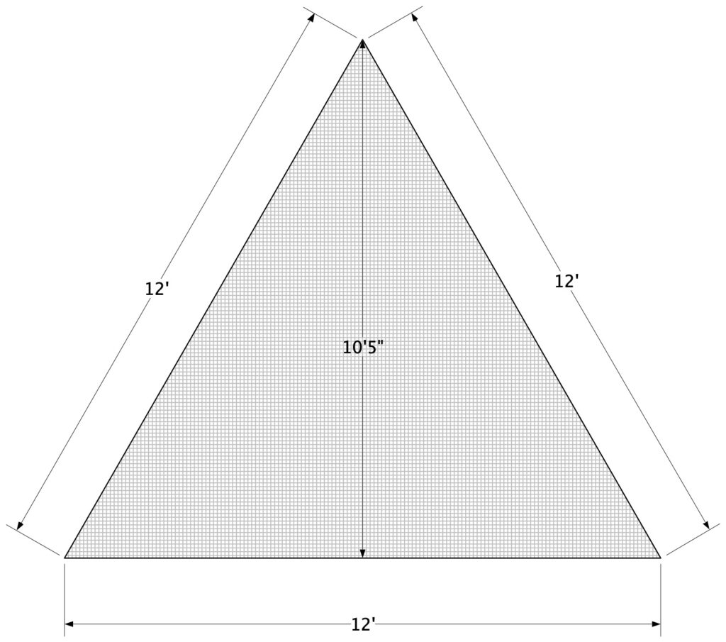 Triangular shaped athletic netting panel.