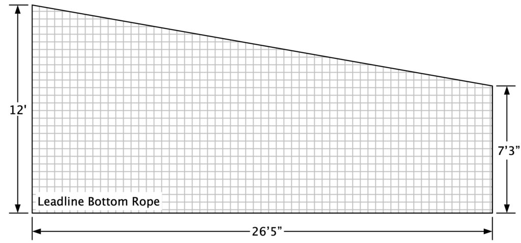Sport court ball netting with weighted bottom edge