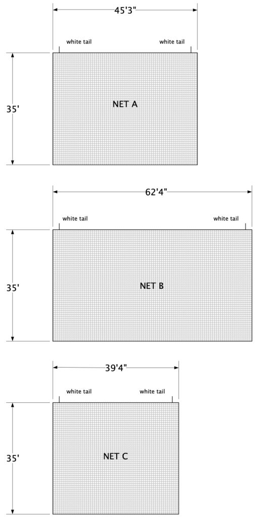 Square mesh golf range nets for golf course ball barrier and protection